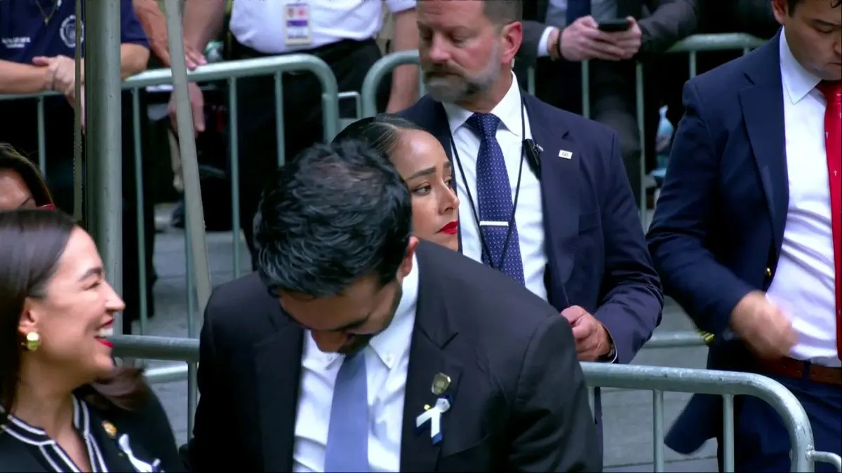 AOC, Mamdani interaction caught on cam at 9/11 memorial sparks online fury